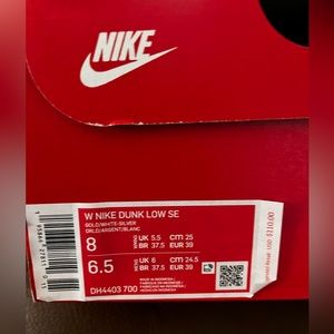 Women’s Nike Dunk Low SE Gold-White-Silver “Love”